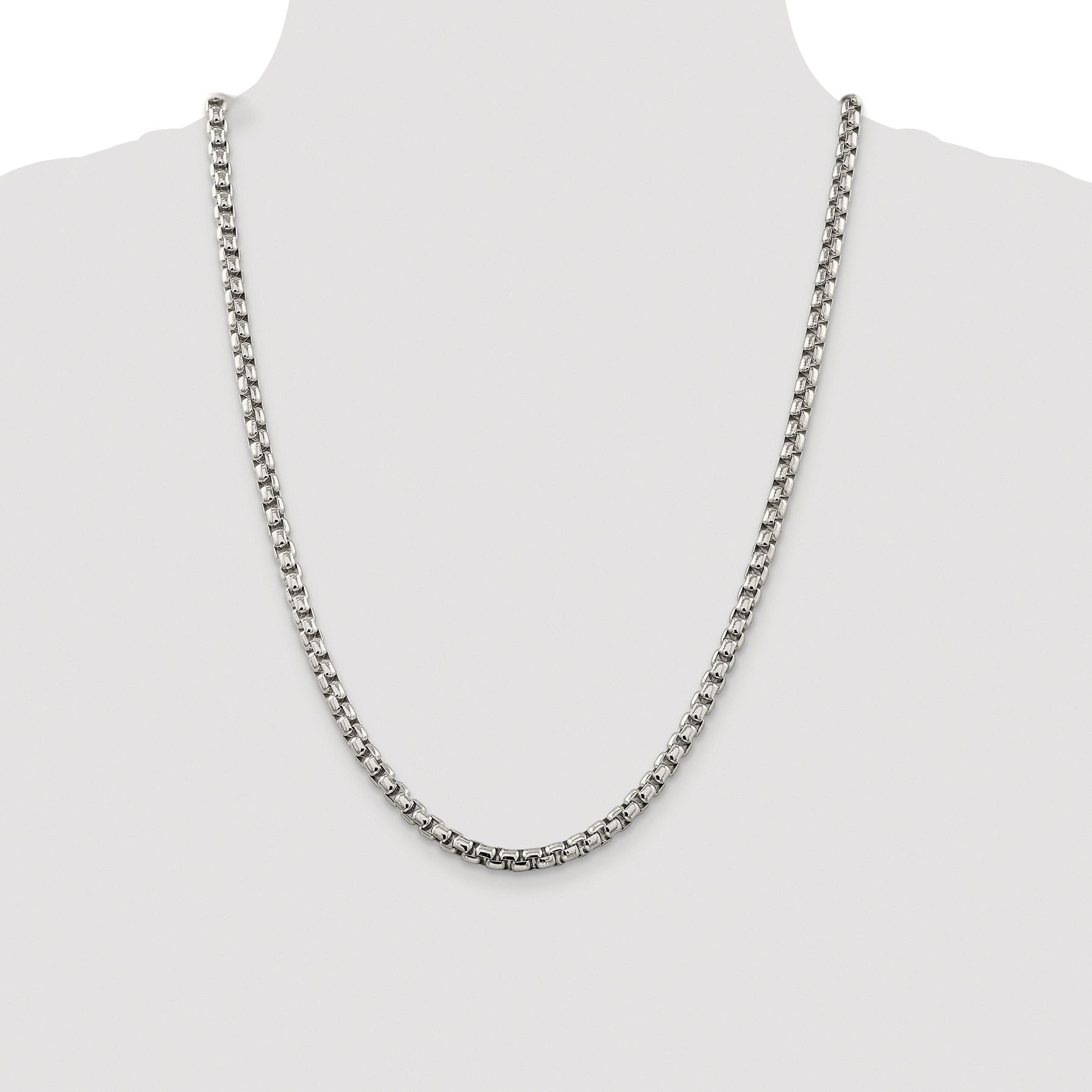 Sterling Silver Rhodium-plated 5.2mm Round Box Chain