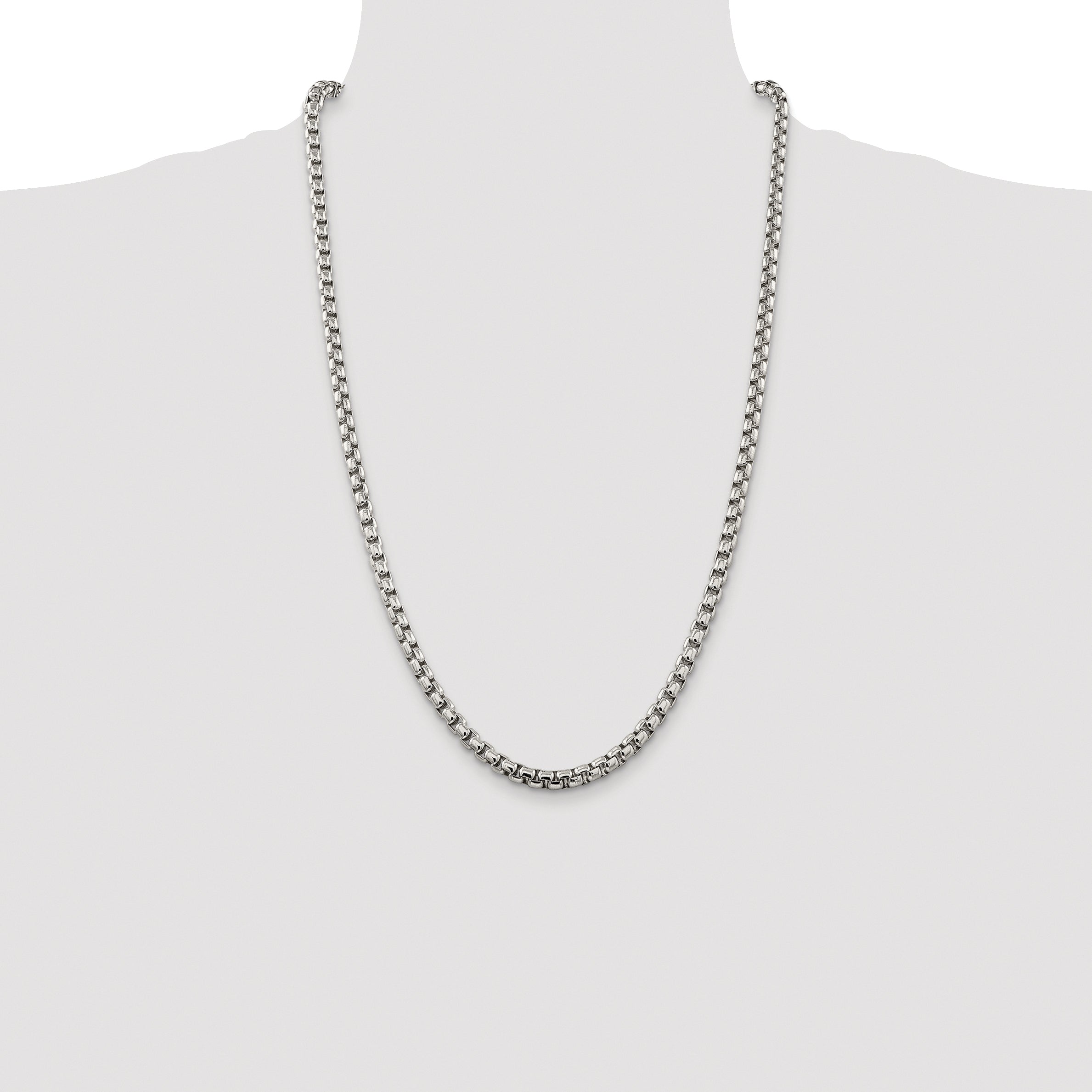 Sterling Silver Rhodium-plated 5.2mm Round Box Chain
