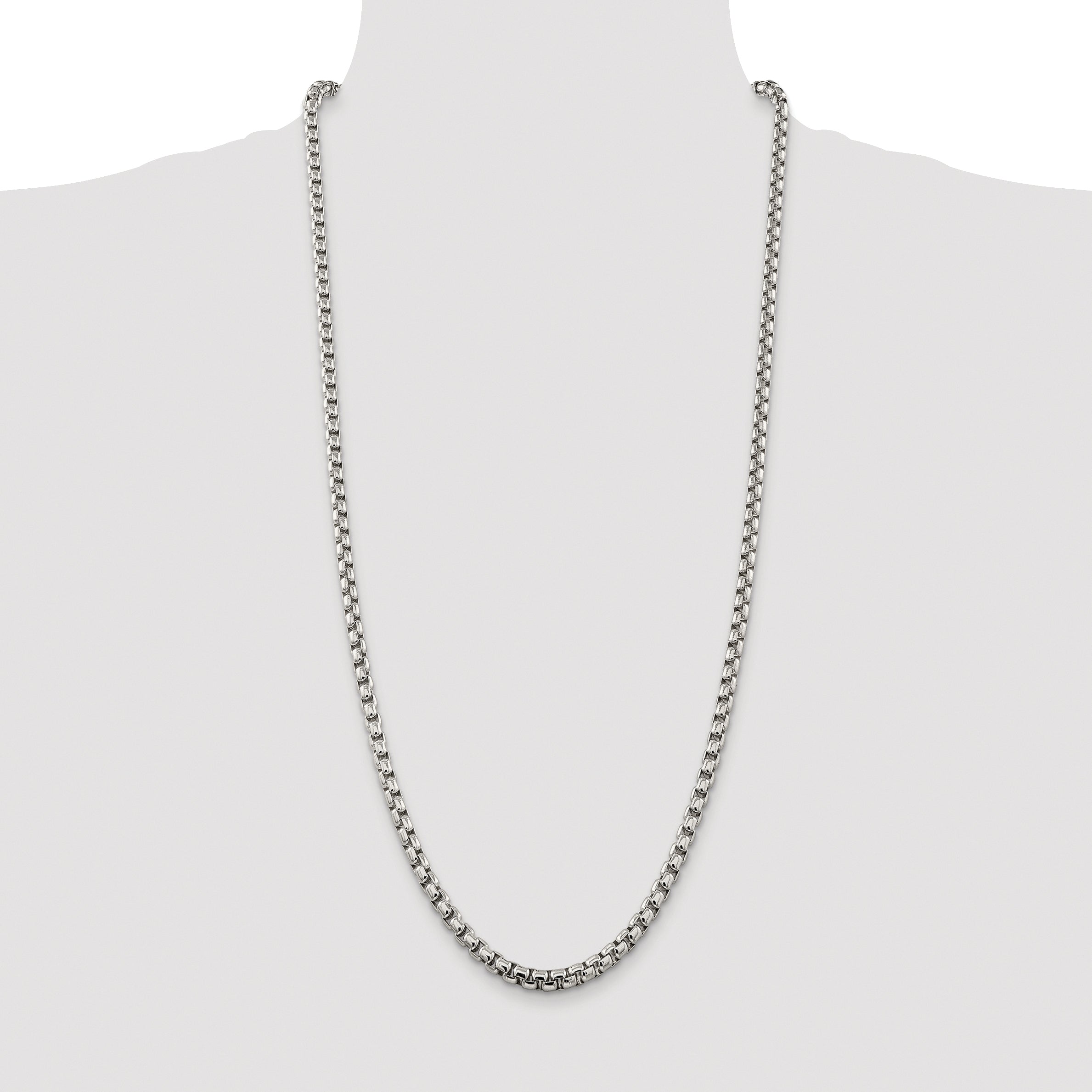 Sterling Silver Rhodium-plated 5.2mm Round Box Chain