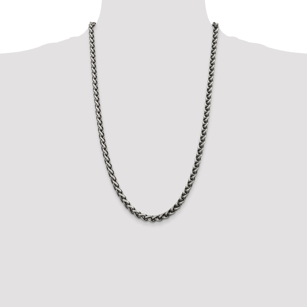 Sterling Silver Antiqued 6mm Round Spiga Chain