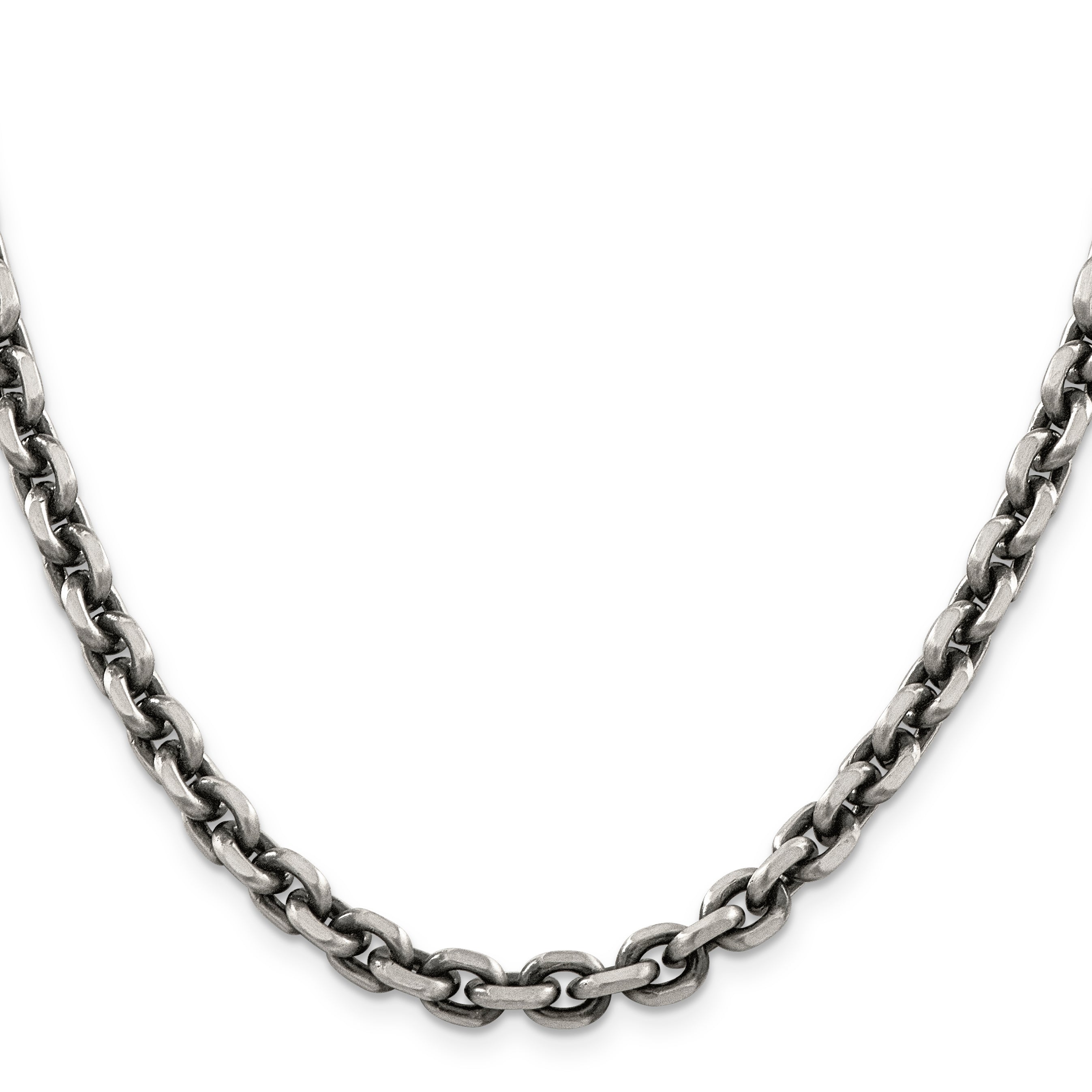 Sterling Silver Antiqued 7.0mm Diamond-Cut Elongated Open Link Chain Main image