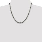Sterling Silver Antiqued 7.0mm Diamond-Cut Elongated Open Link Chain
