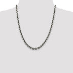 Sterling Silver Antiqued 7.0mm Diamond-Cut Elongated Open Link Chain