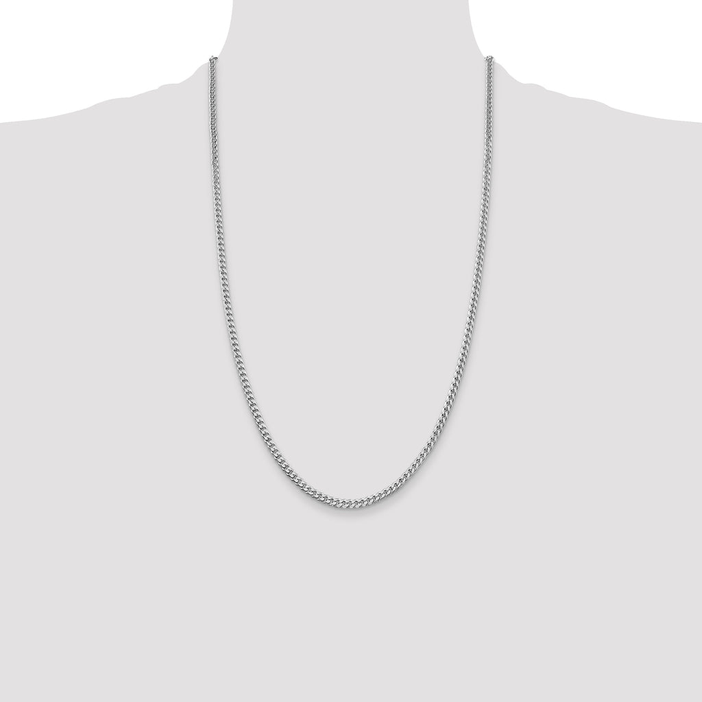Sterling Silver Rhodium-plated Polished 3.15mm Curb Chain