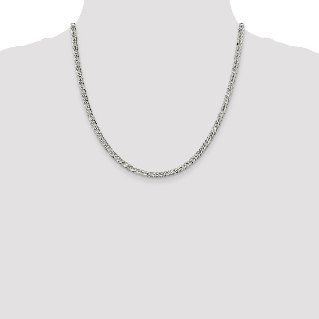 Sterling Silver 4.25mm 6 Side D/C Flat Double Curb Chain