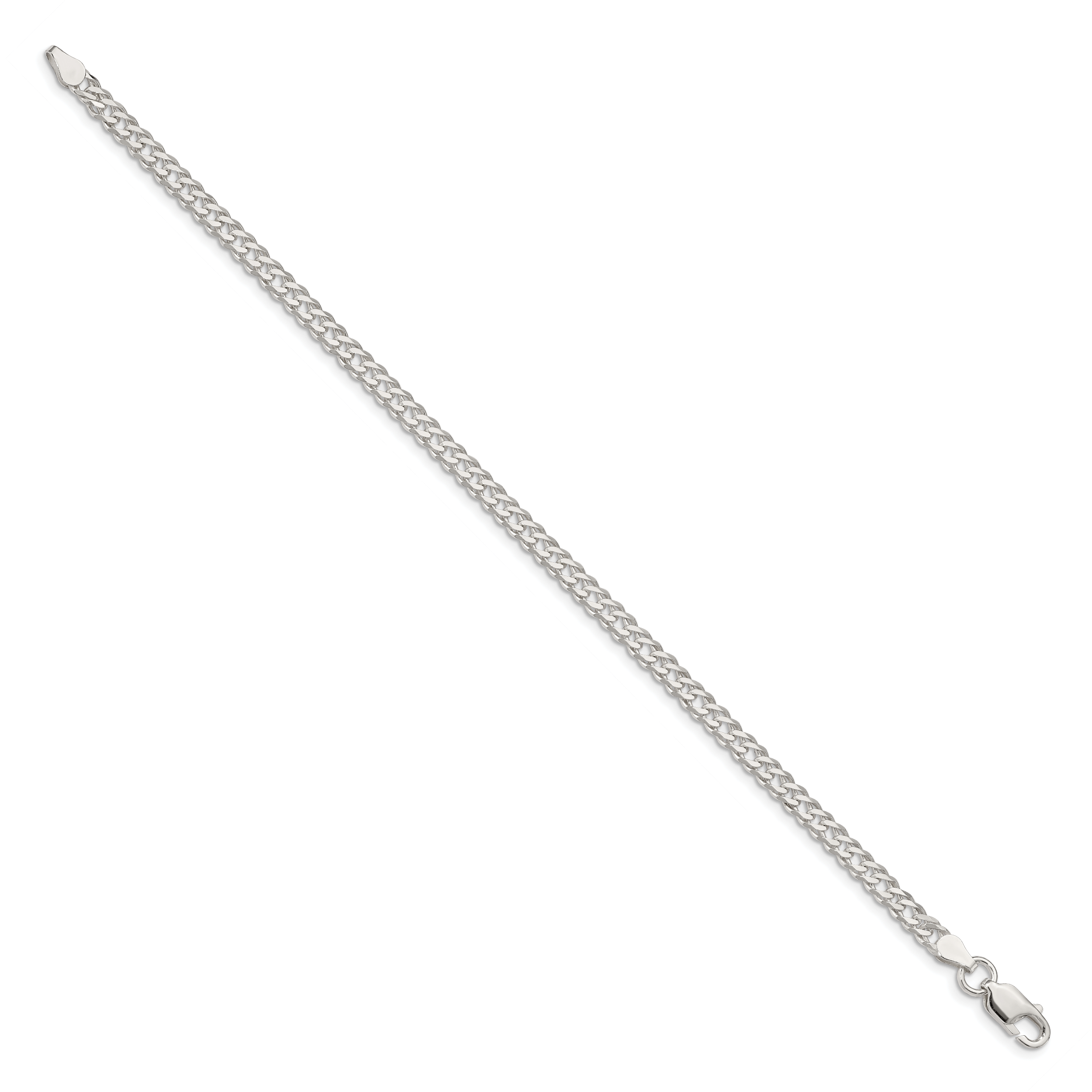 Diamond-Cut Flat Double Curb Chain Bracelet in Sterling Silver Secondary image
