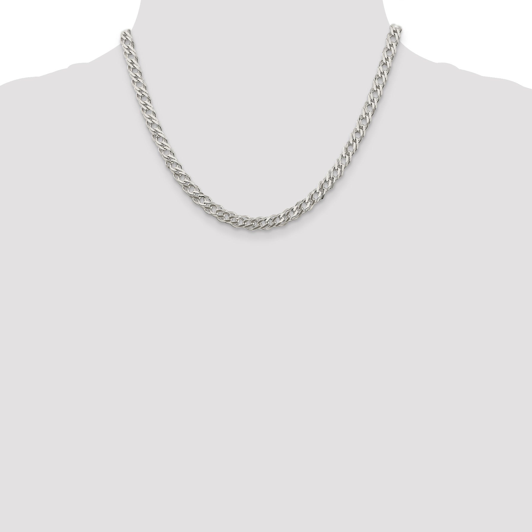 Sterling Silver 5.65mm 6 Side D/C Flat Double Curb Chain