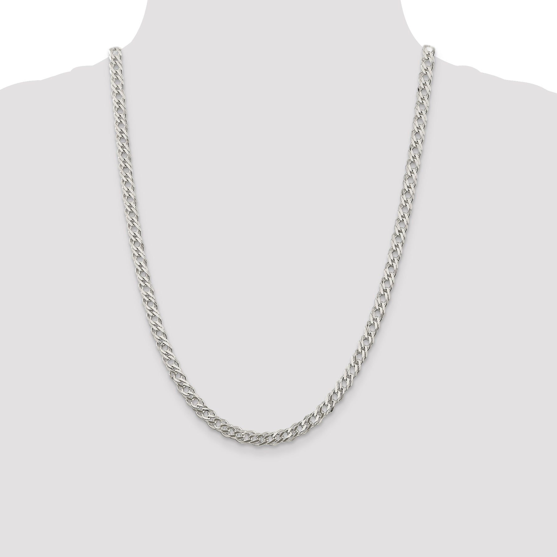 Sterling Silver 5.65mm 6 Side D/C Flat Double Curb Chain