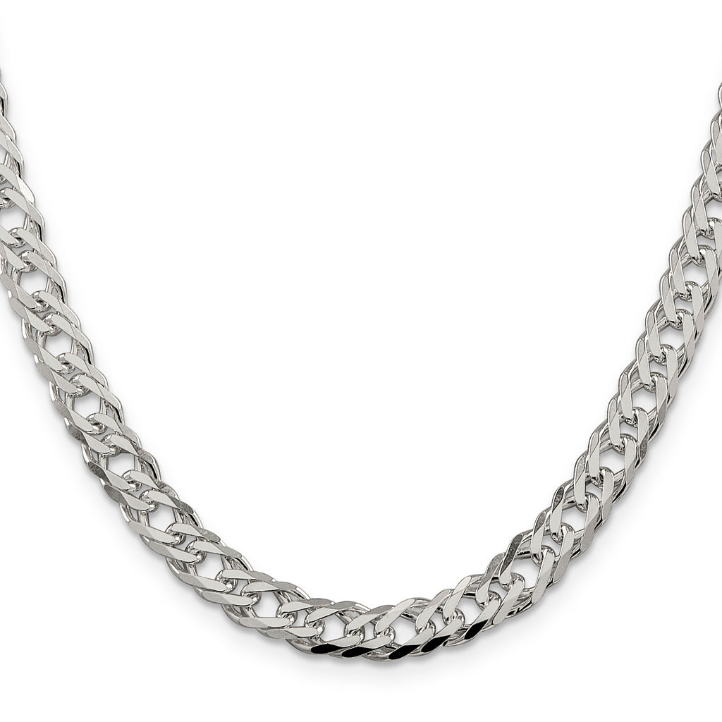 Sterling Silver 6.25mm 6 Side Diamond-Cut Flat Double Curb Chain