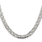 Sterling Silver 6.25mm 6 Side Diamond-Cut Flat Double Curb Chain
