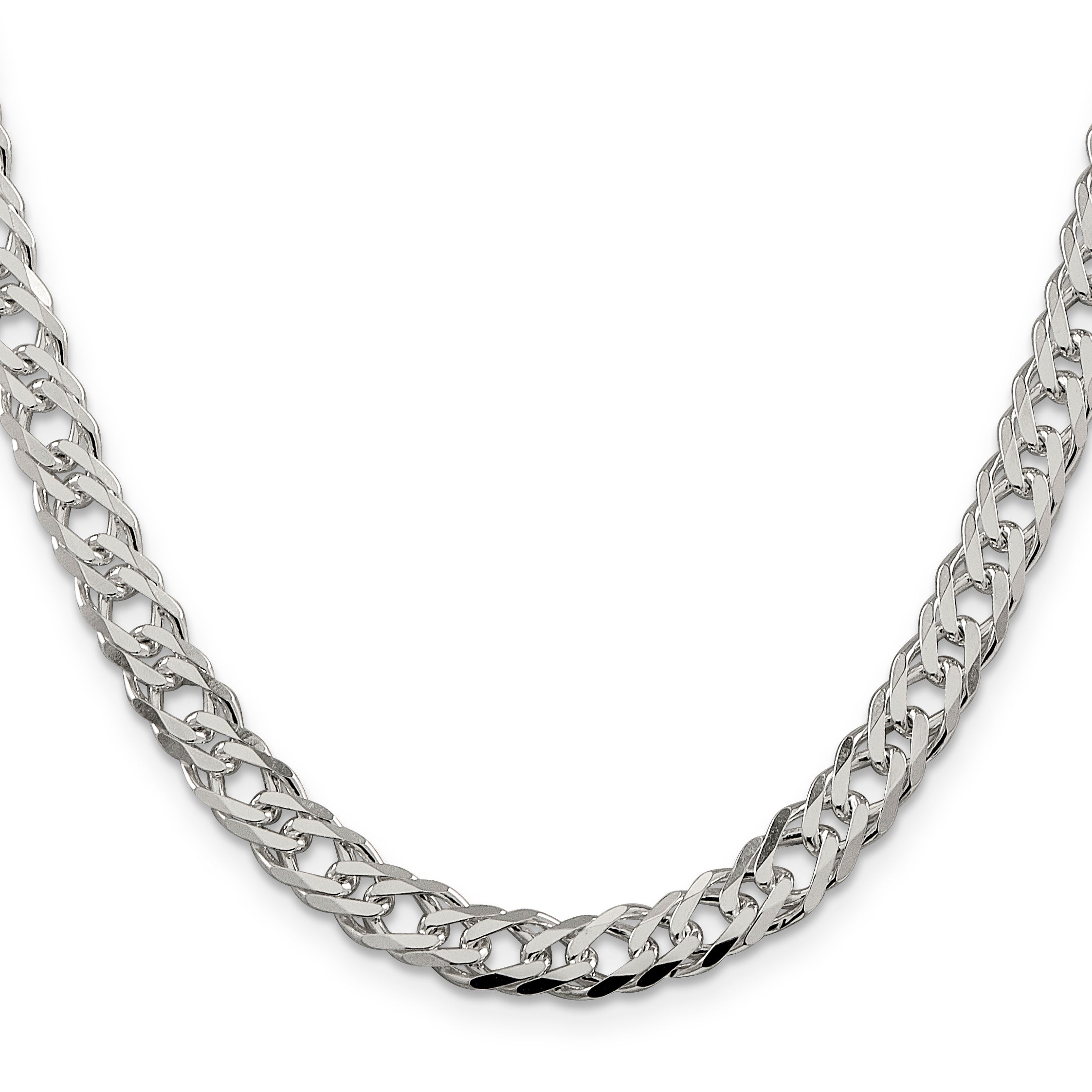 Sterling Silver 6.25mm 6 Side Diamond-Cut Flat Double Curb Chain