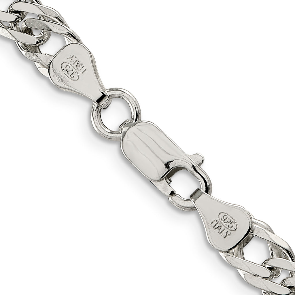 Sterling Silver 6.25mm 6 Side Diamond-Cut Flat Double Curb Chain