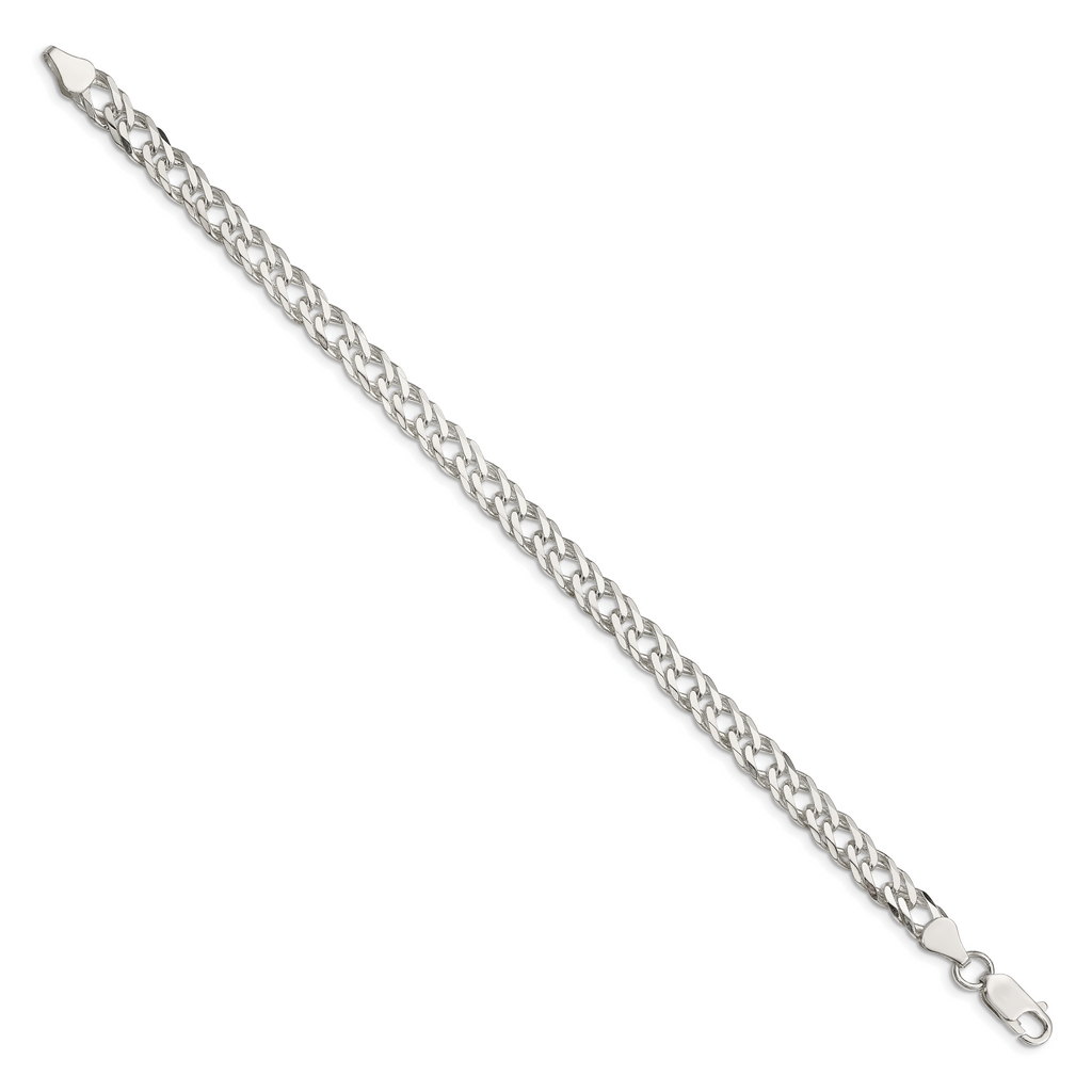 Sterling Silver 6.25mm 6 Side Diamond-Cut Flat Double Curb Chain