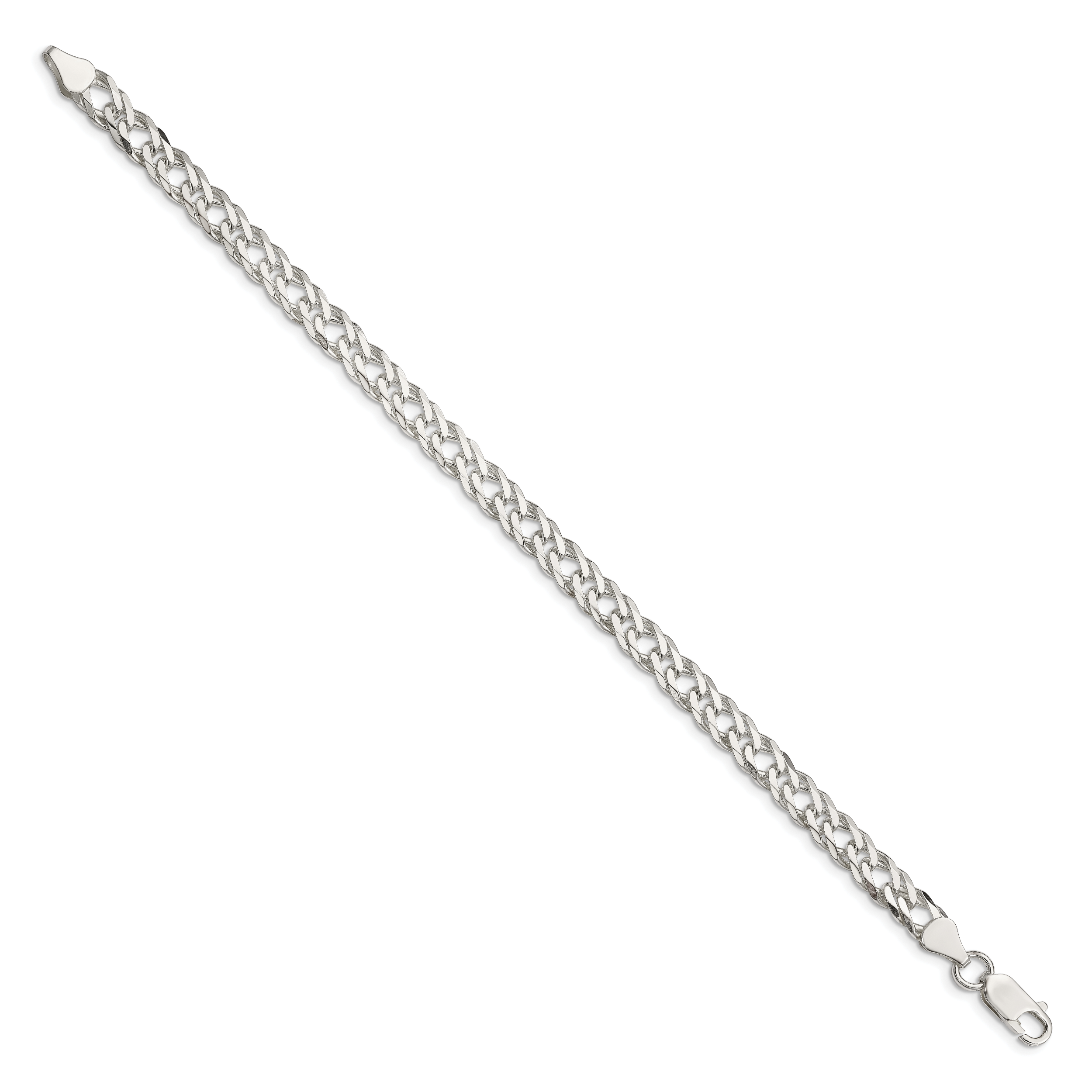 Sterling Silver 6.25mm 6 Side Diamond-Cut Flat Double Curb Chain