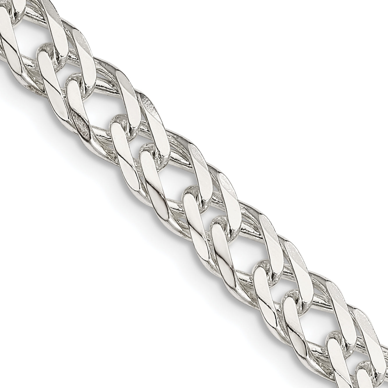 Sterling Silver 6.25mm 6 Side Diamond-Cut Flat Double Curb Chain Secondary image