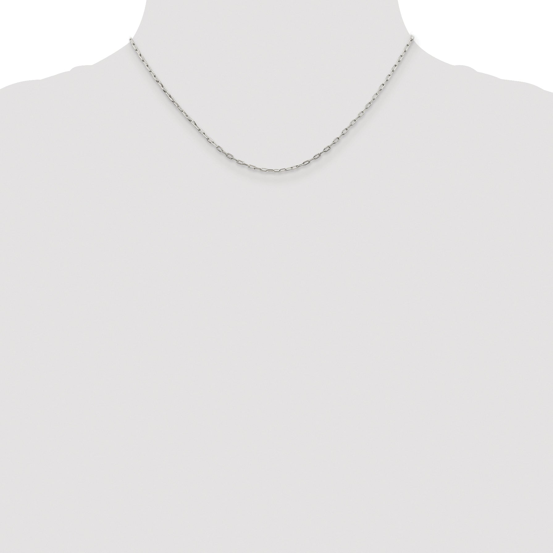 Sterling Silver Rhodium-plated 1.75mm Elongated Open Link Chain