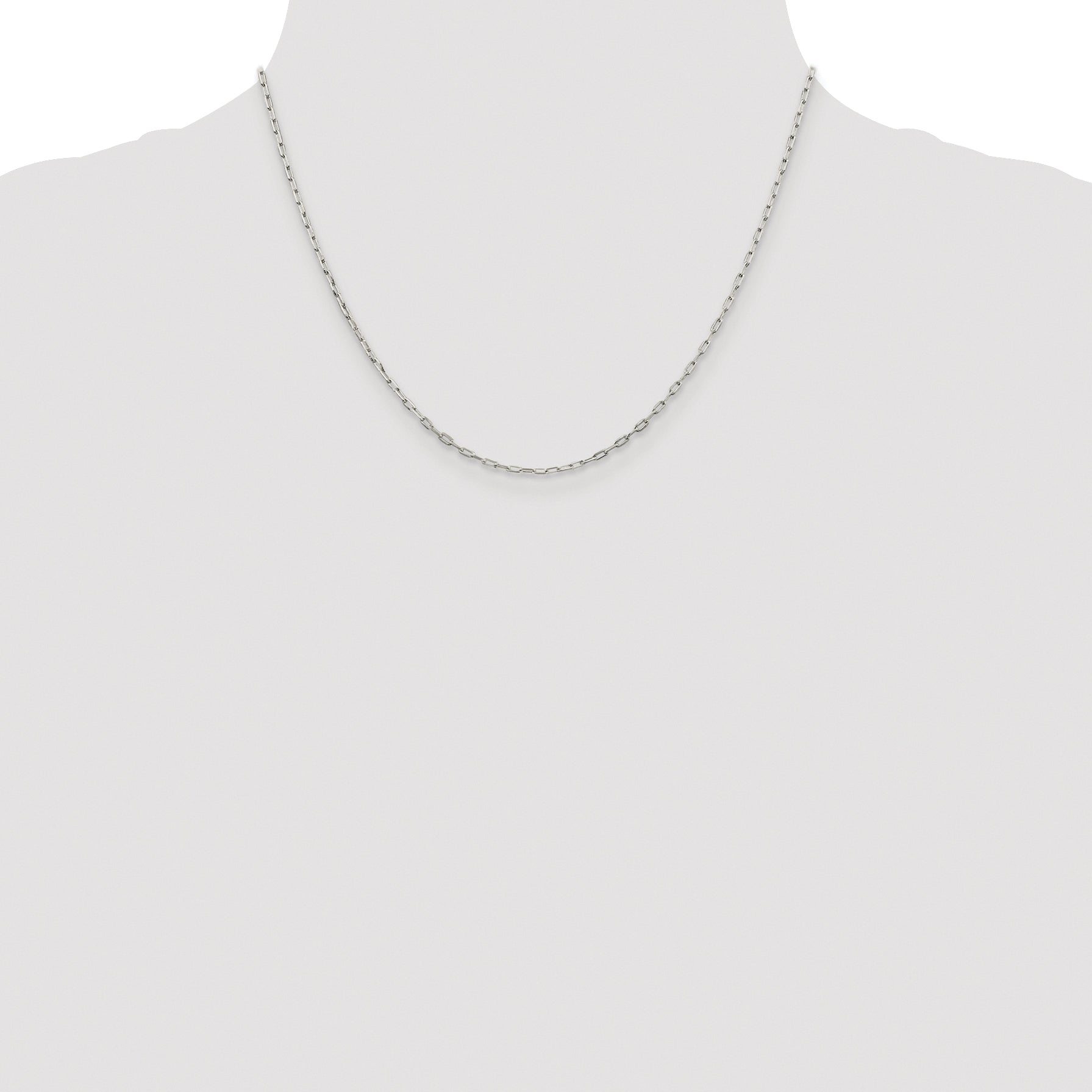 Sterling Silver Rhodium-plated 1.75mm Elongated Open Link Chain