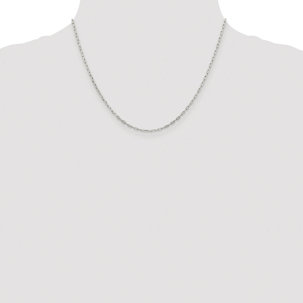 Sterling Silver Rhodium-plated 1.75mm Elongated Open Link Chain