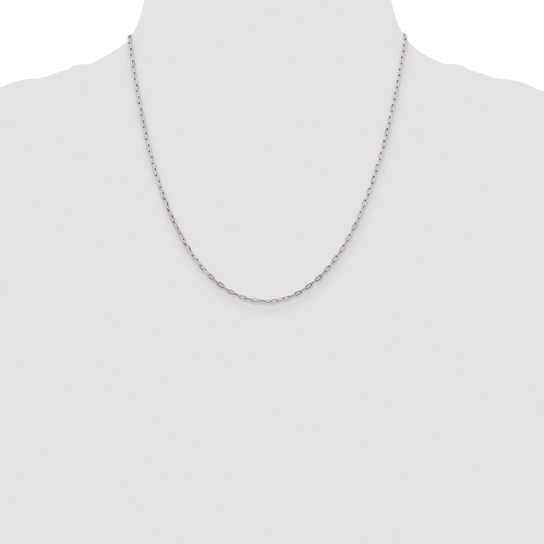 Sterling Silver Rhodium-plated 1.75mm Elongated Open Link Chain