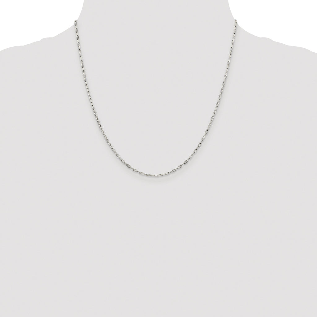 Sterling Silver Rhodium-plated 1.75mm Elongated Open Link Chain