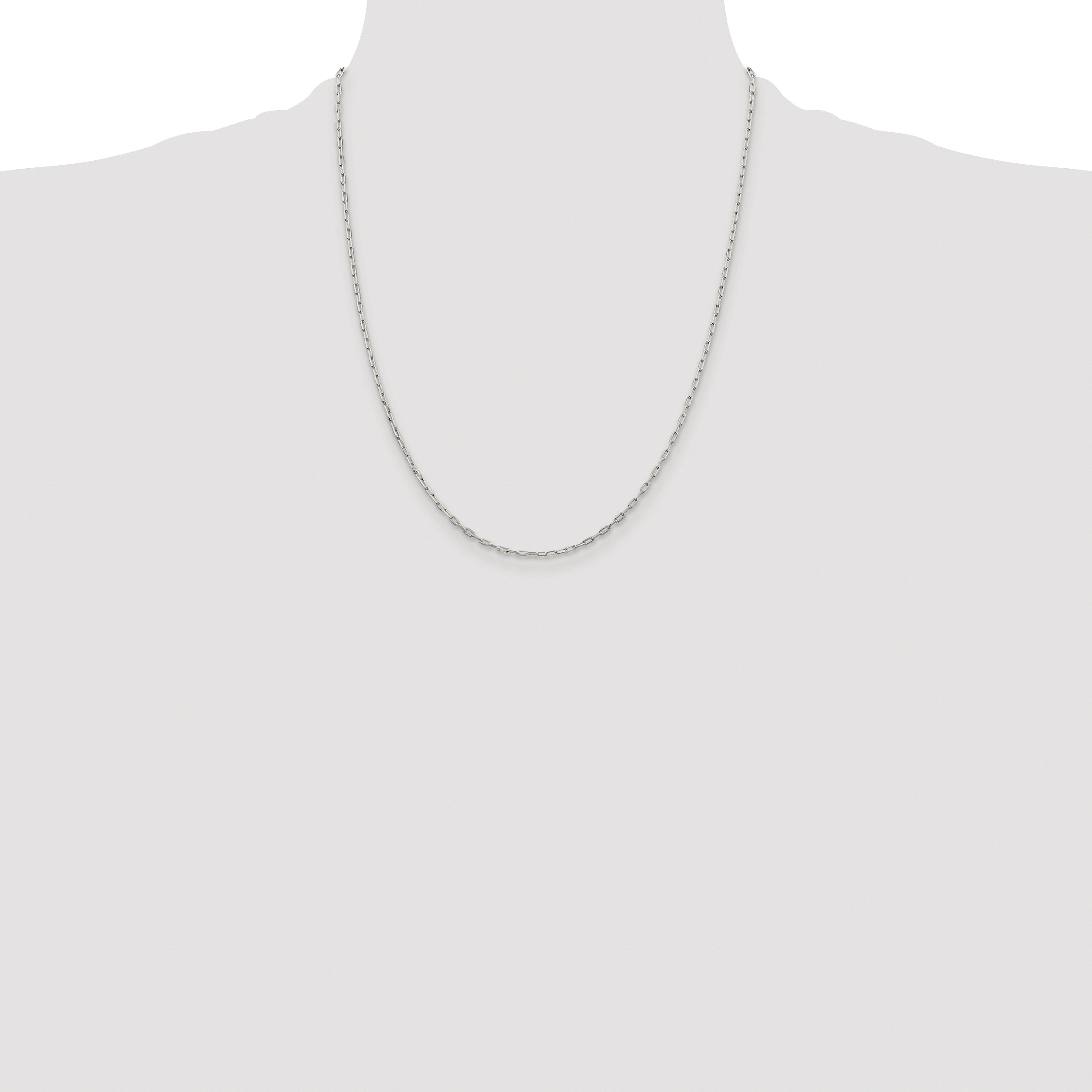 Sterling Silver Rhodium-plated 1.75mm Elongated Open Link Chain