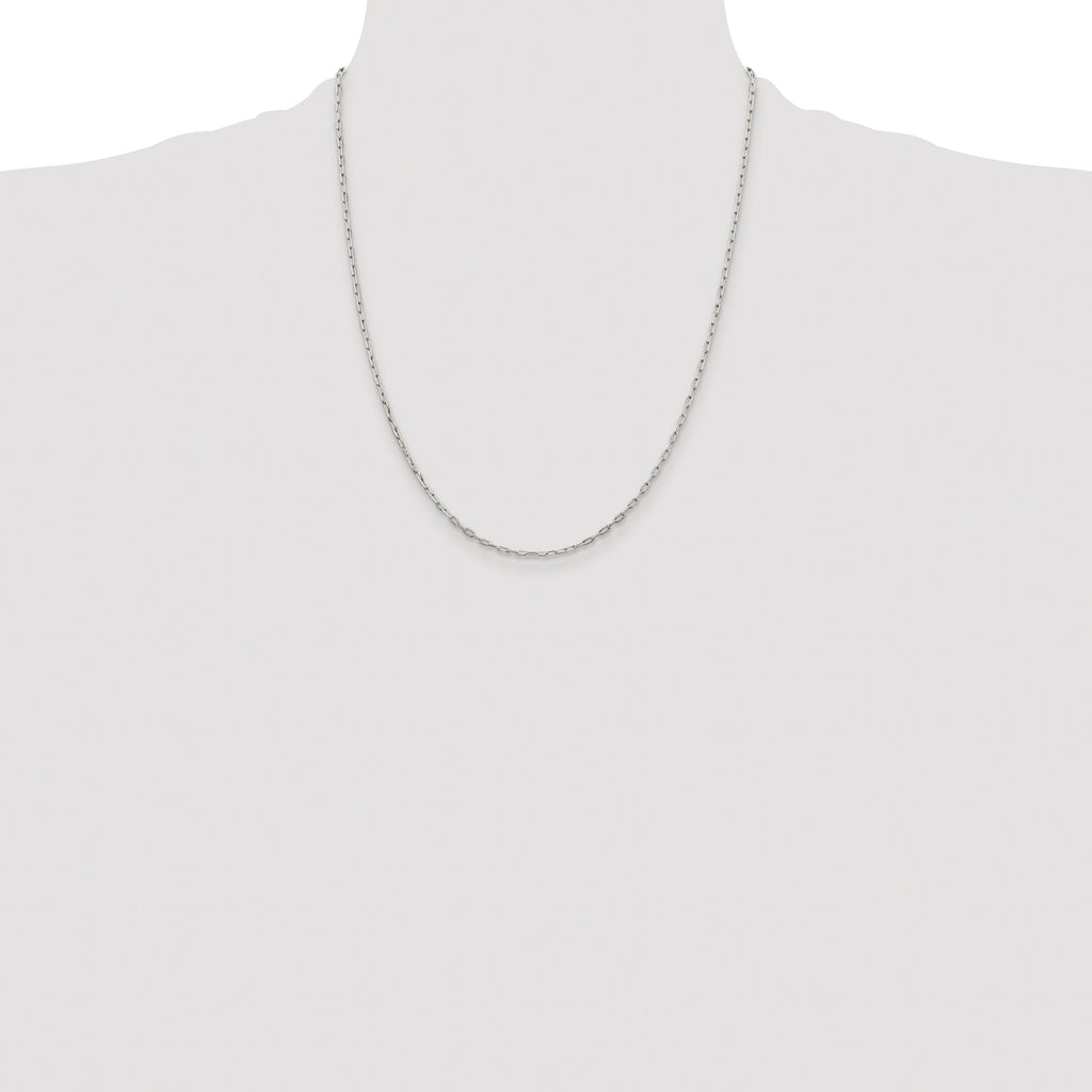 Sterling Silver Rhodium-plated 1.75mm Elongated Open Link Chain