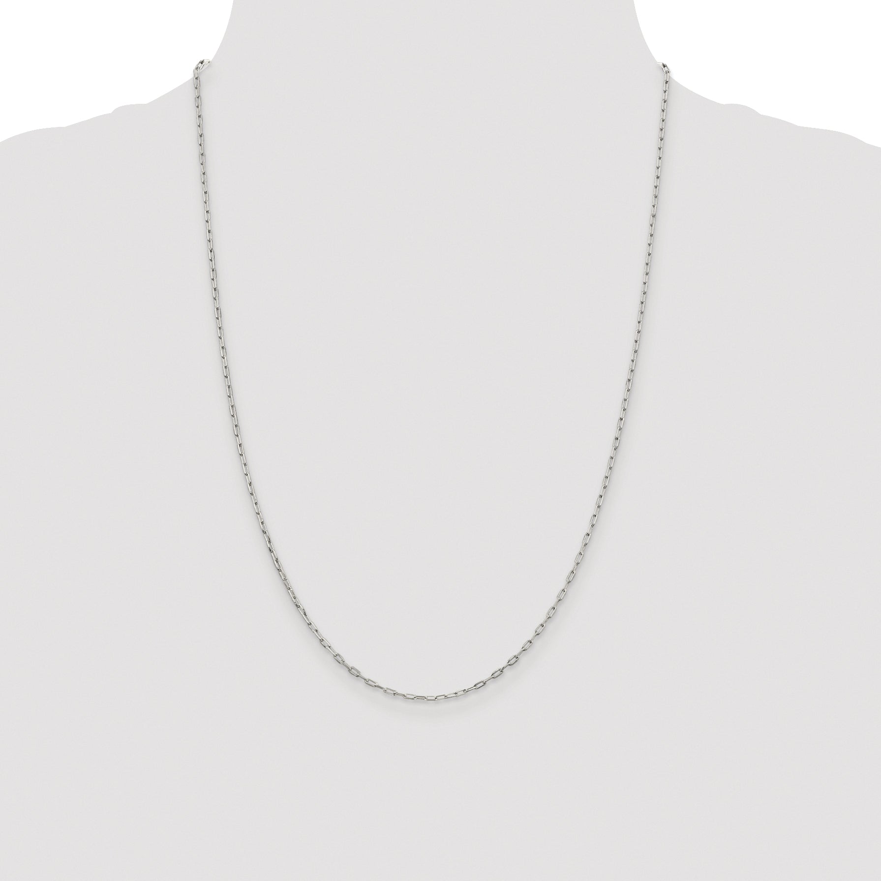 Sterling Silver Rhodium-plated 1.75mm Elongated Open Link Chain