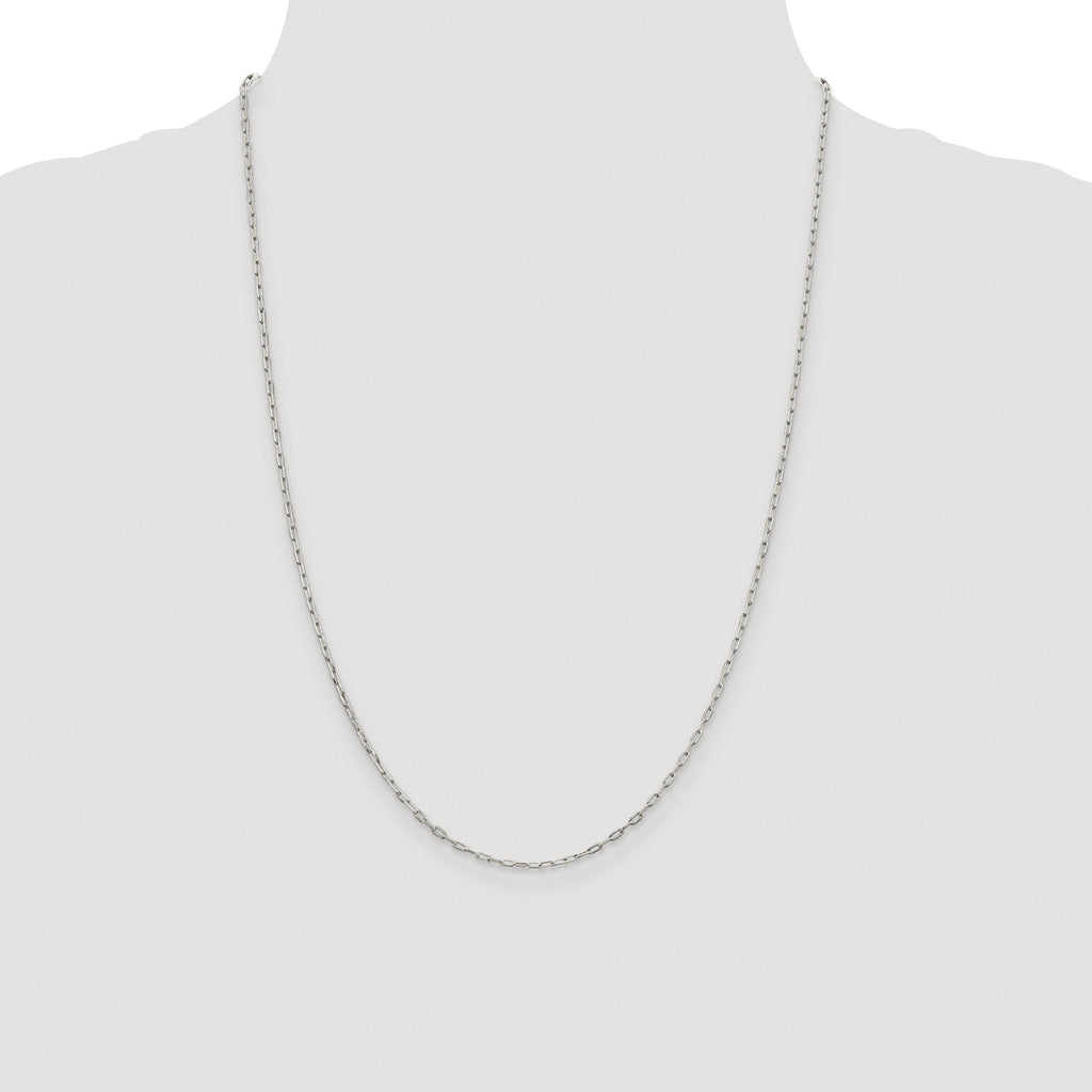 Sterling Silver Rhodium-plated 1.75mm Elongated Open Link Chain