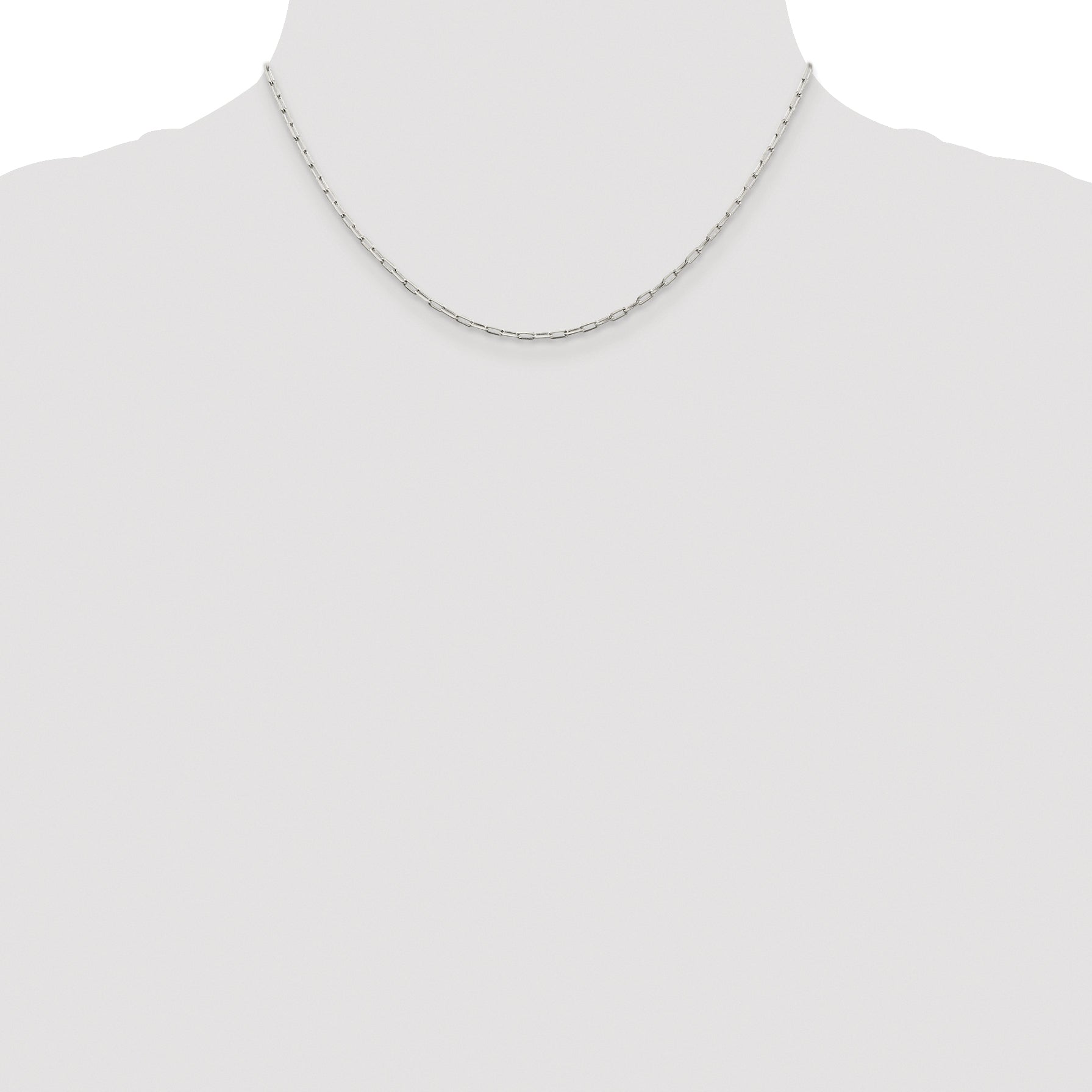 Sterling Silver Rhodium-plated 2mm Elongated Open Link Chain