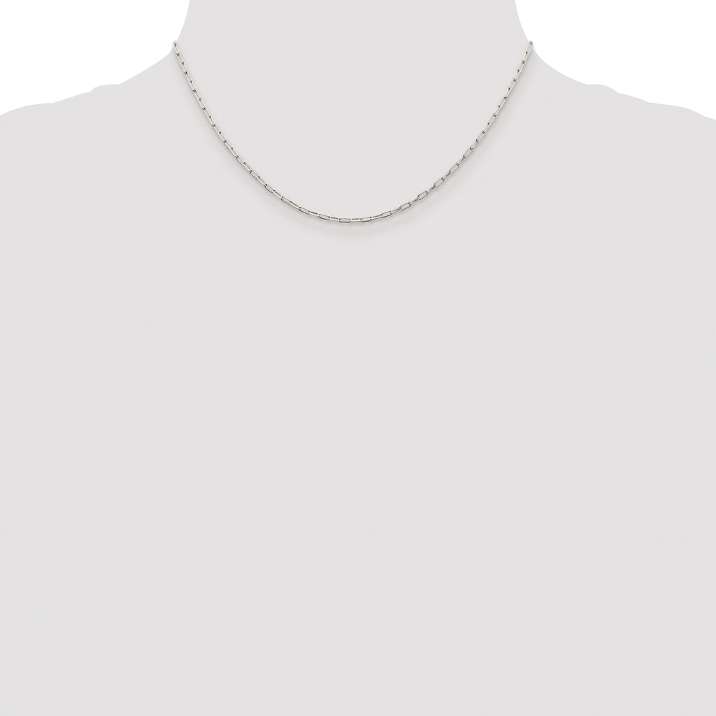 Sterling Silver Rhodium-plated 2mm Elongated Open Link Chain