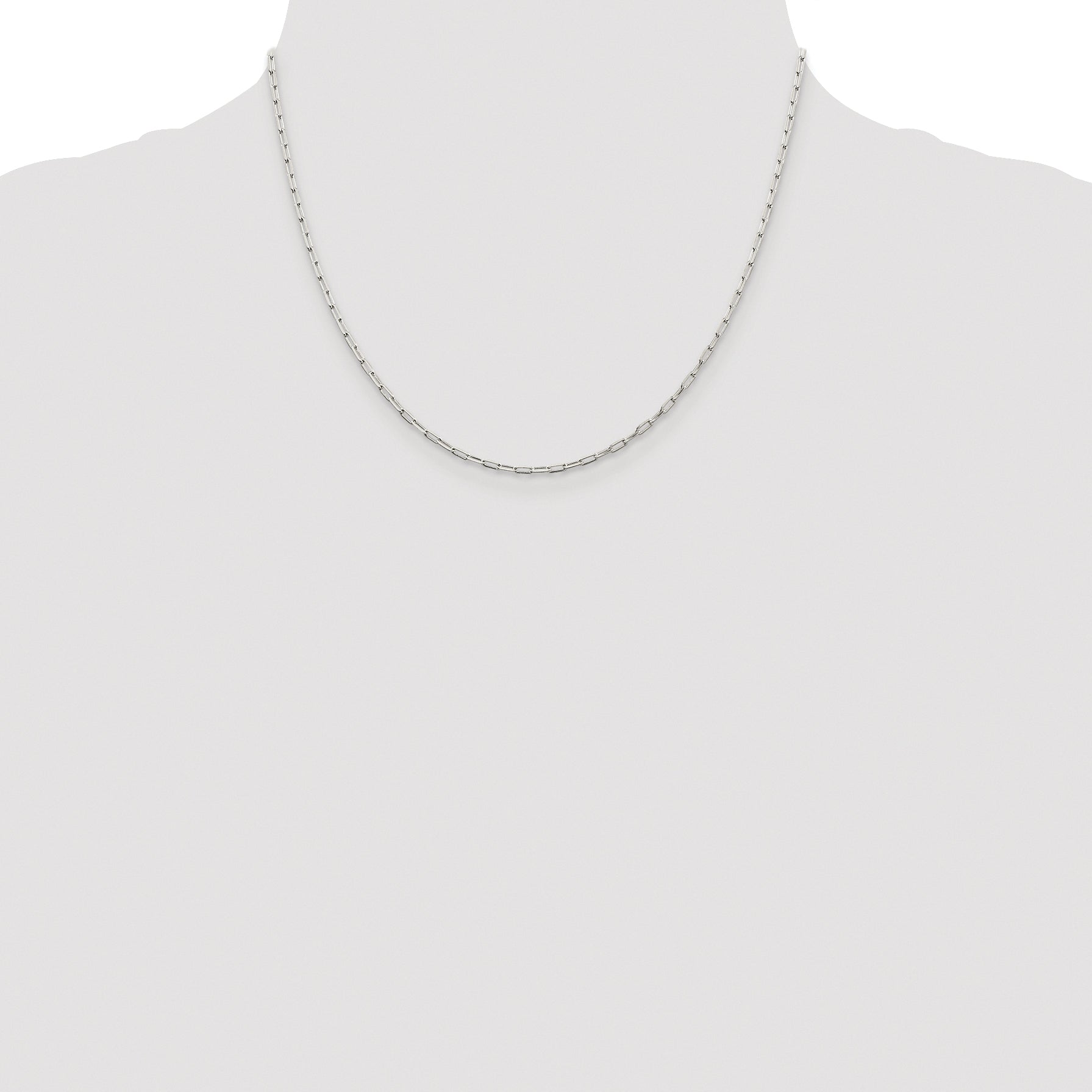 Sterling Silver Rhodium-plated 2mm Elongated Open Link Chain