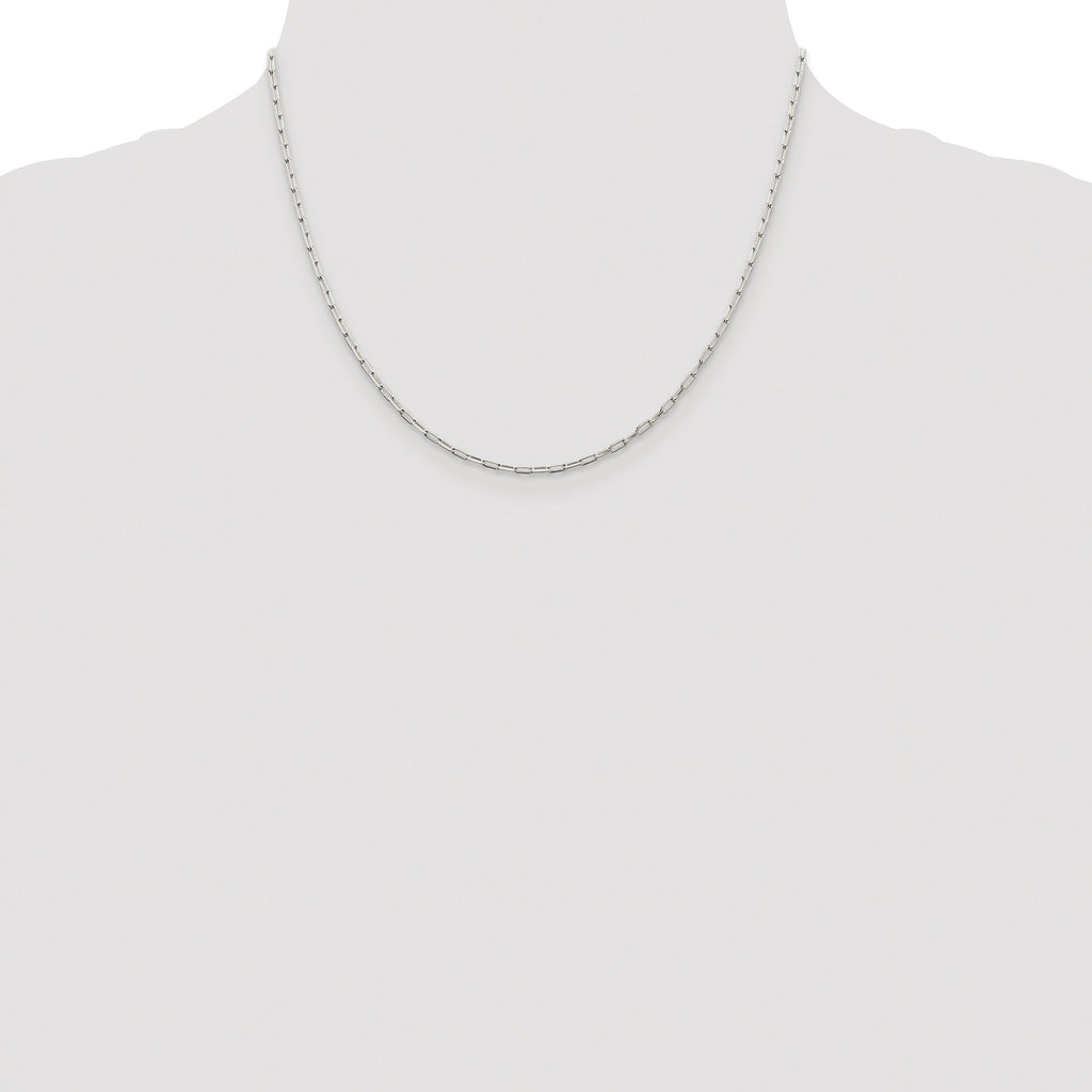 Sterling Silver Rhodium-plated 2mm Elongated Open Link Chain