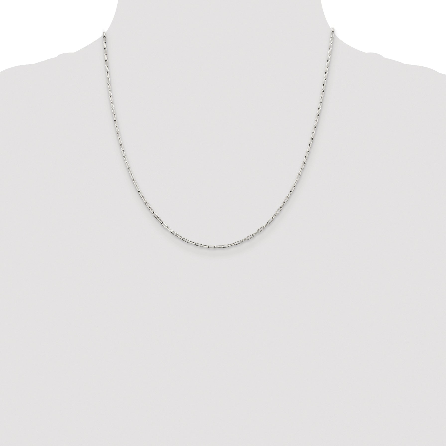 Sterling Silver Rhodium-plated 2mm Elongated Open Link Chain