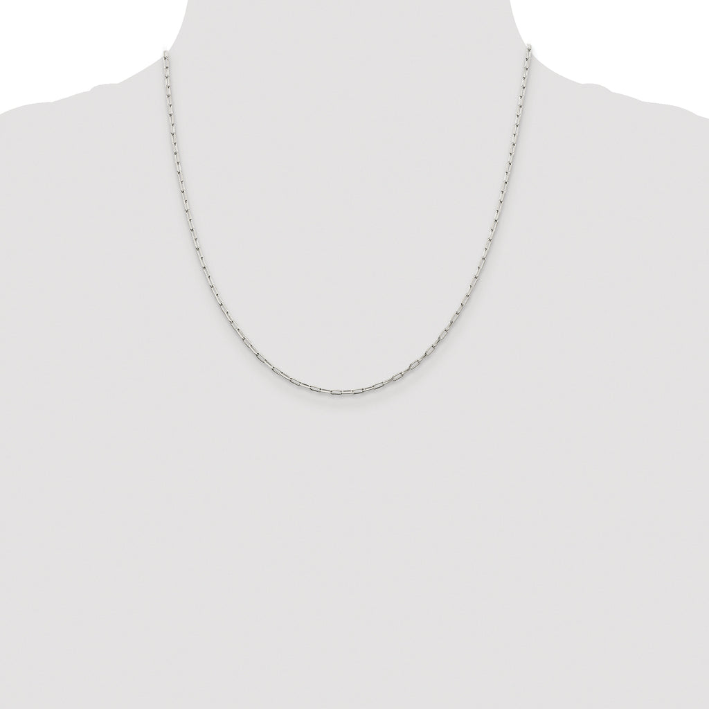 Sterling Silver Rhodium-plated 2mm Elongated Open Link Chain