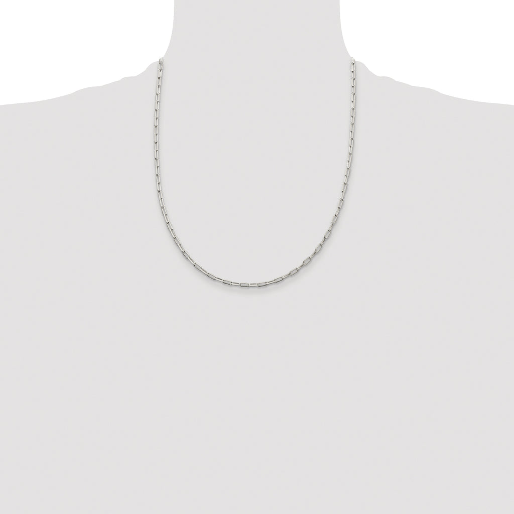 Sterling Silver Rhodium-plated 2mm Elongated Open Link Chain