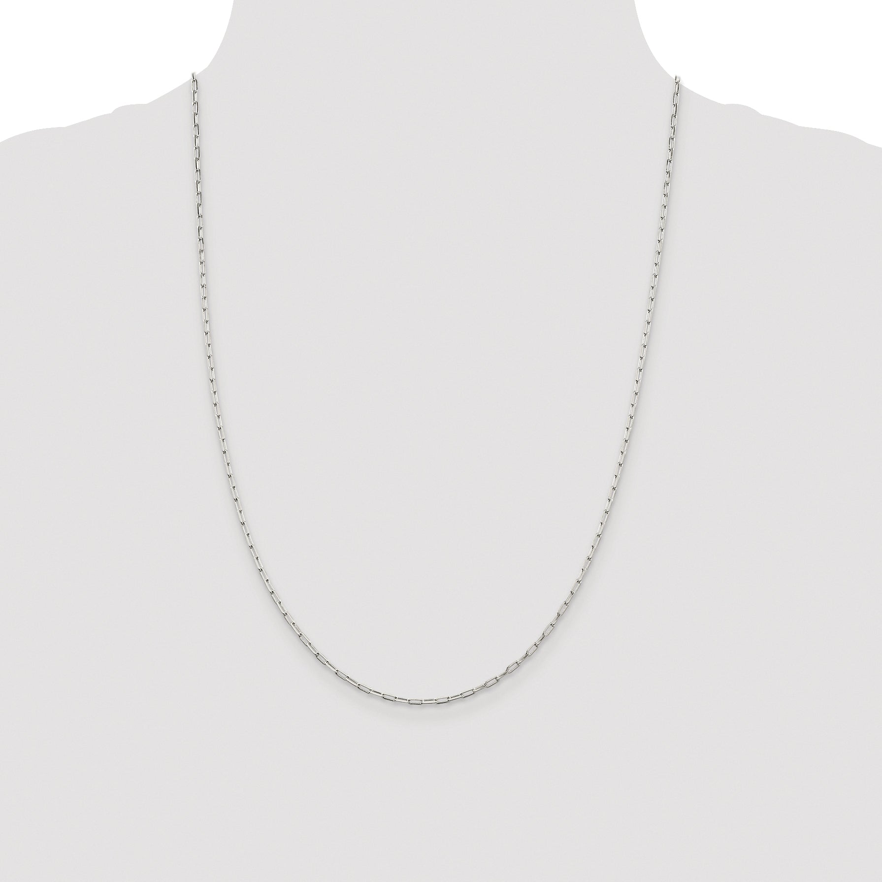 Sterling Silver Rhodium-plated 2mm Elongated Open Link Chain