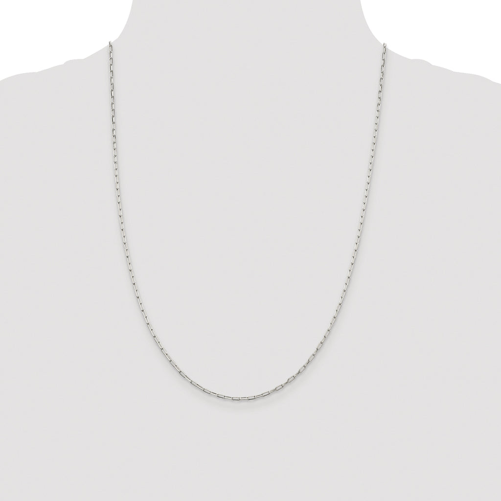 Sterling Silver Rhodium-plated 2mm Elongated Open Link Chain