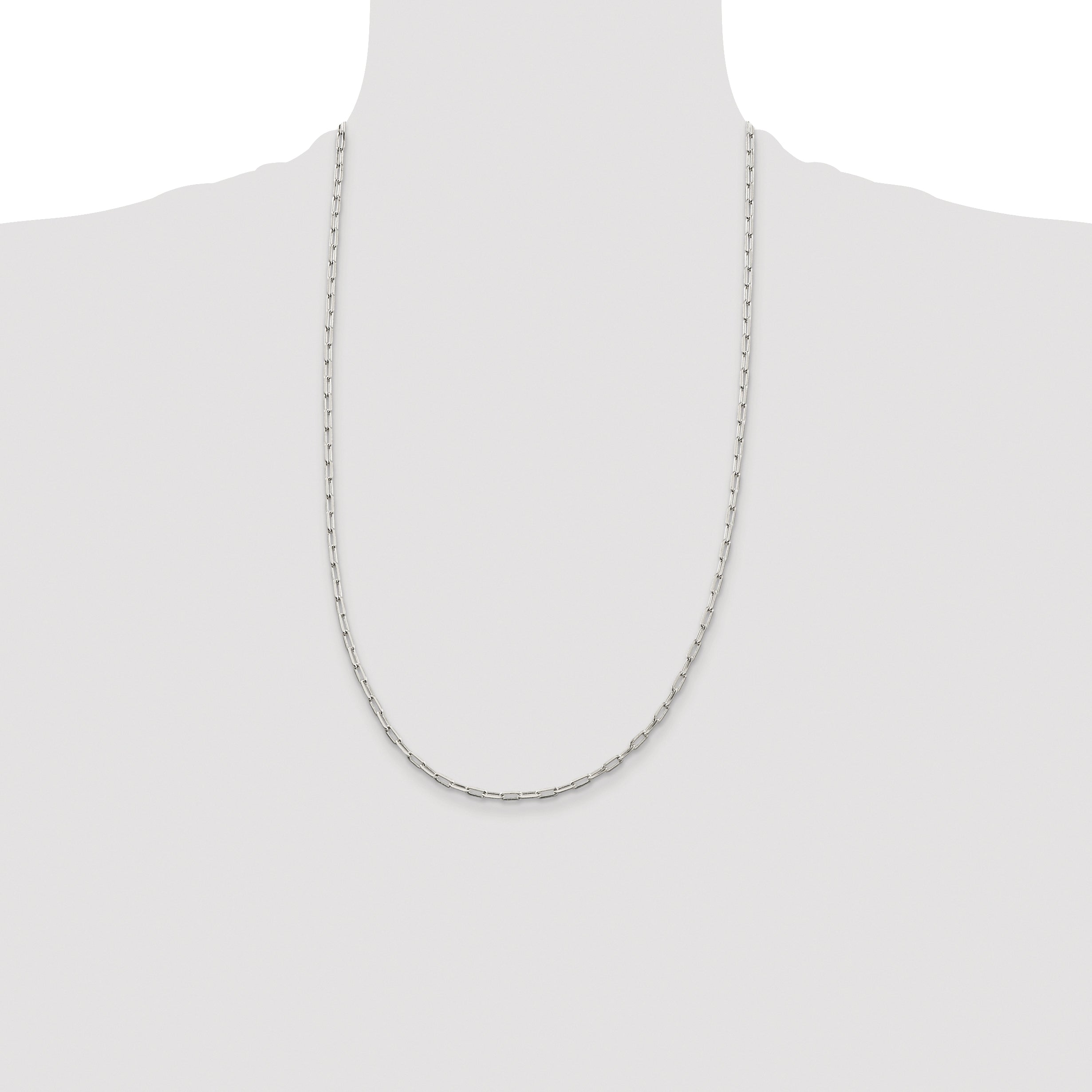 Sterling Silver Rhodium-plated 2mm Elongated Open Link Chain