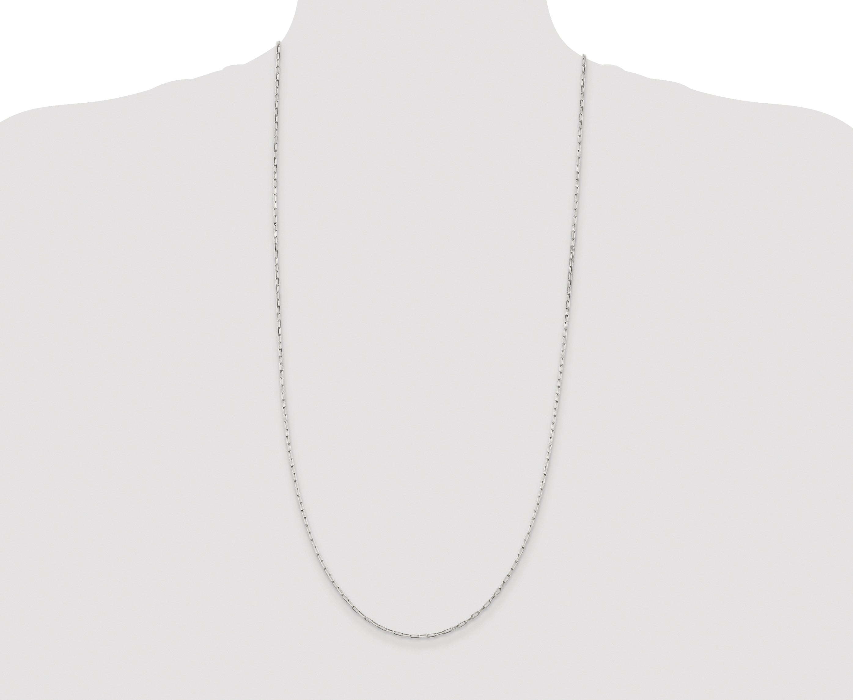 Sterling Silver Rhodium-plated 2mm Elongated Open Link Chain