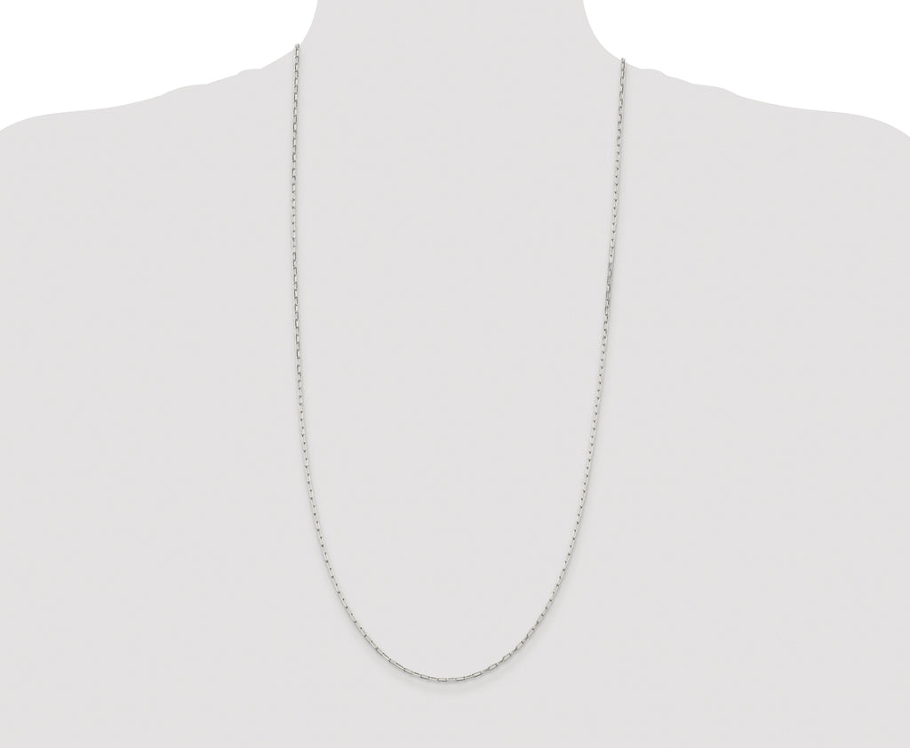 Sterling Silver Rhodium-plated 2mm Elongated Open Link Chain