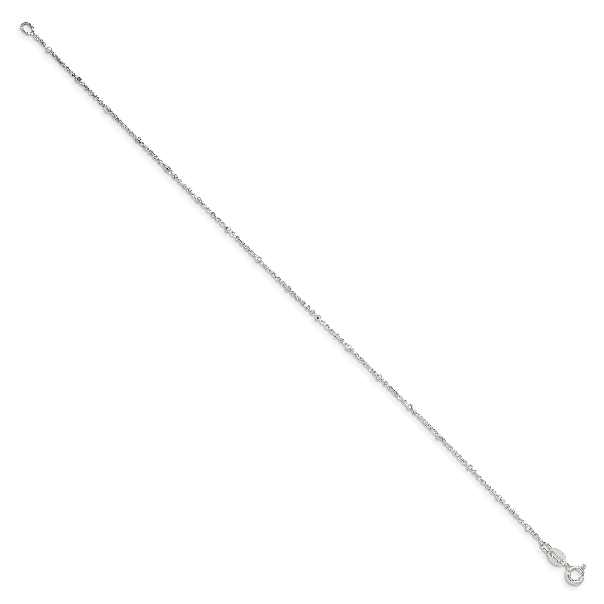 Sterling Silver 1.25mm Rolo with Beads Chain Anklet Secondary image