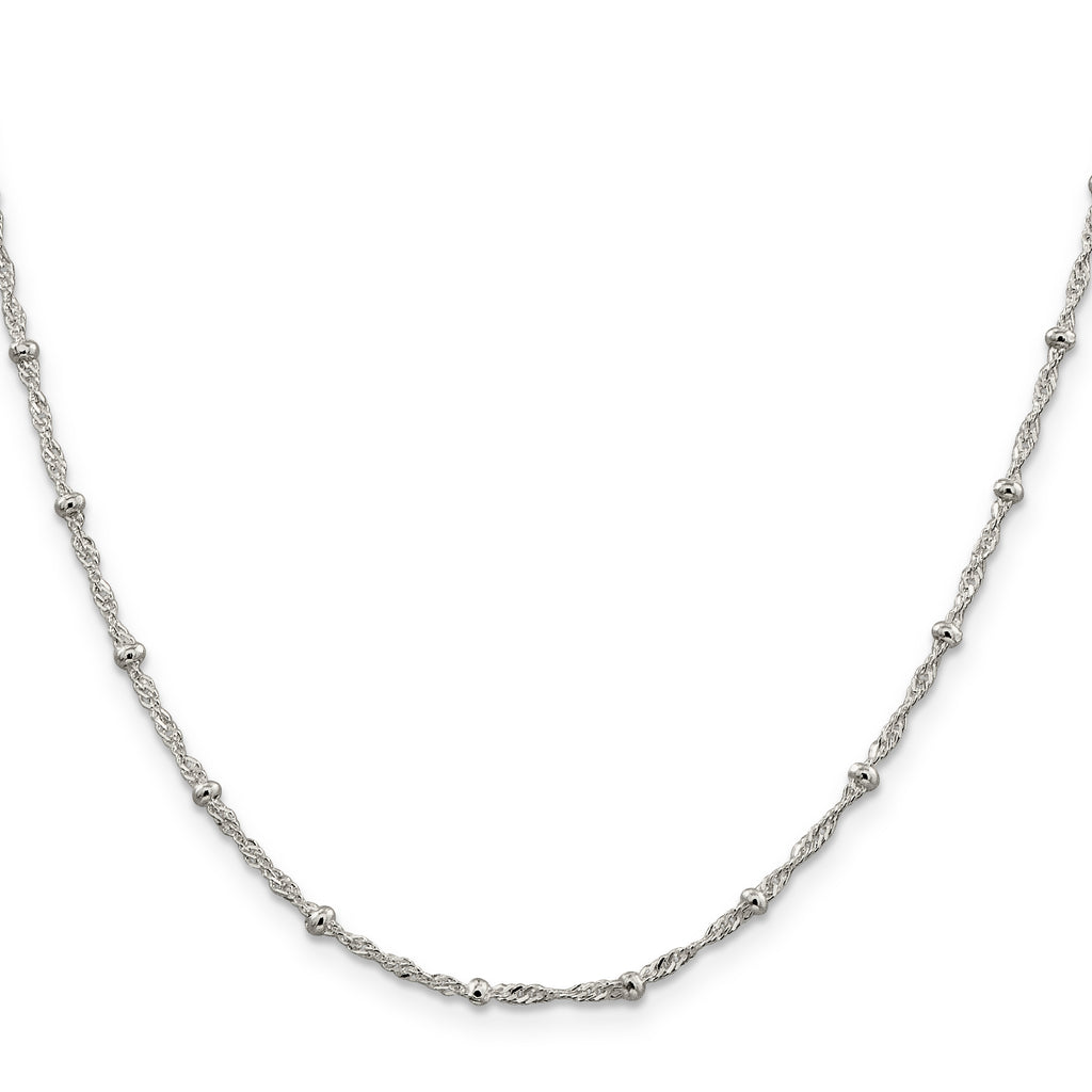 Sterling Silver 2.5mm Singapore With  Beads Chain
