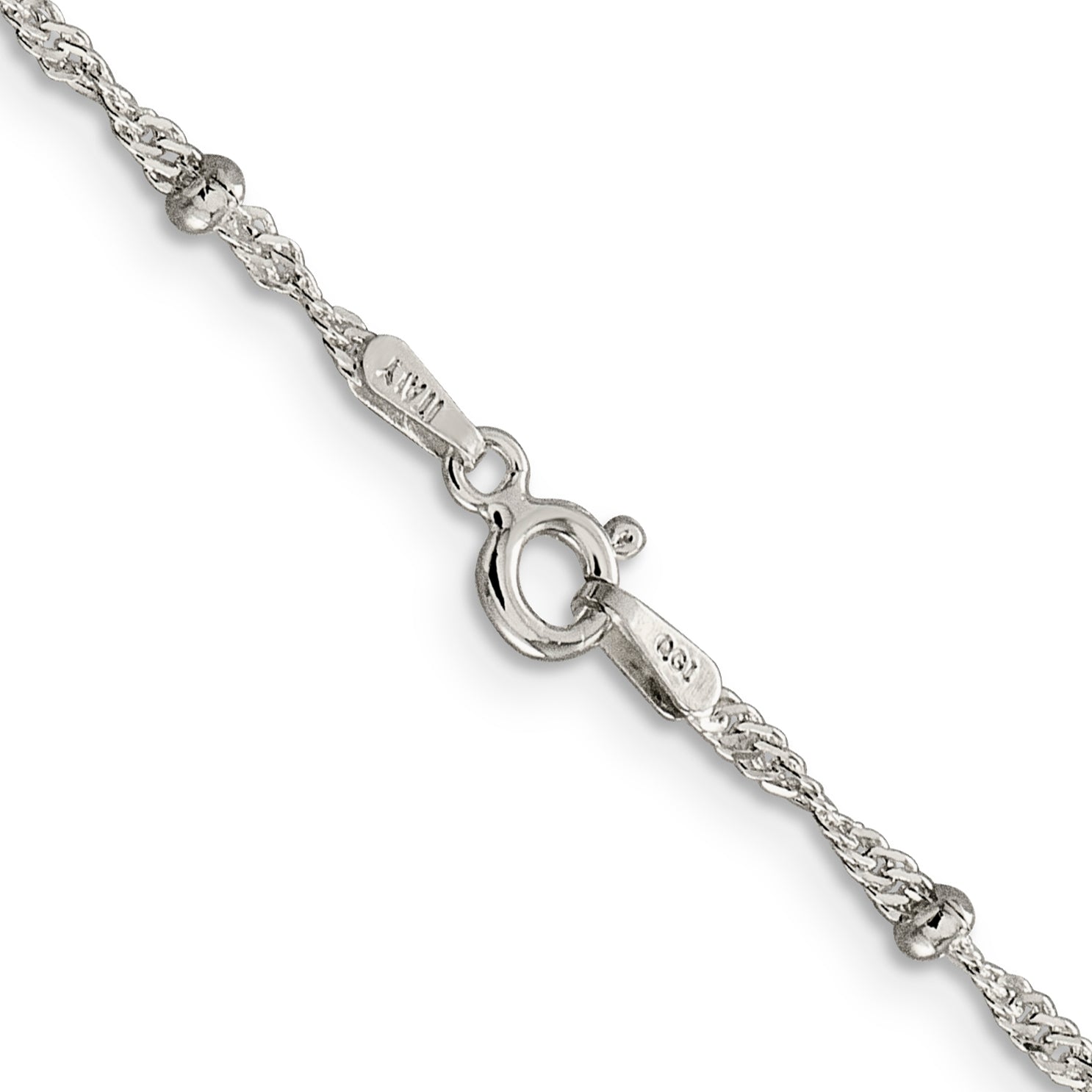 Sterling Silver 2.5mm Singapore With  Beads Chain