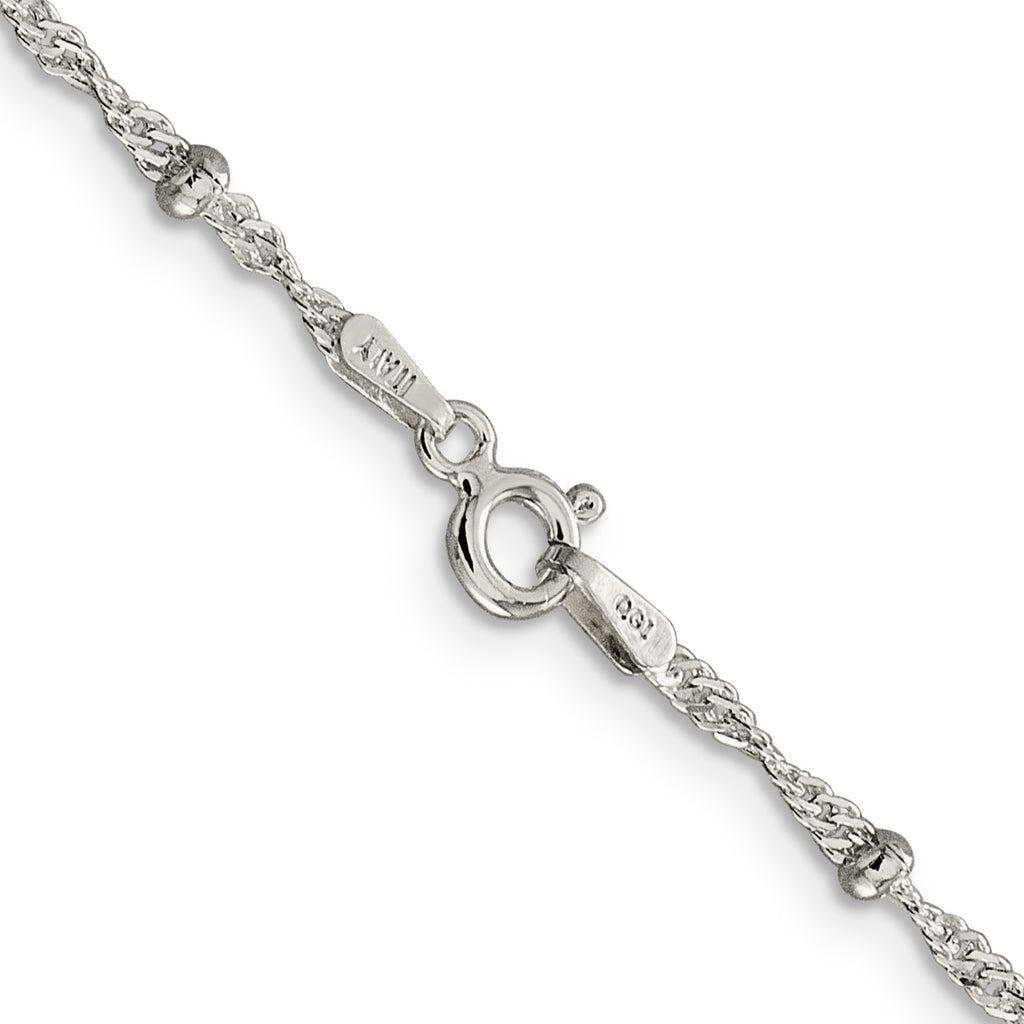 Sterling Silver 2.5mm Singapore With  Beads Chain