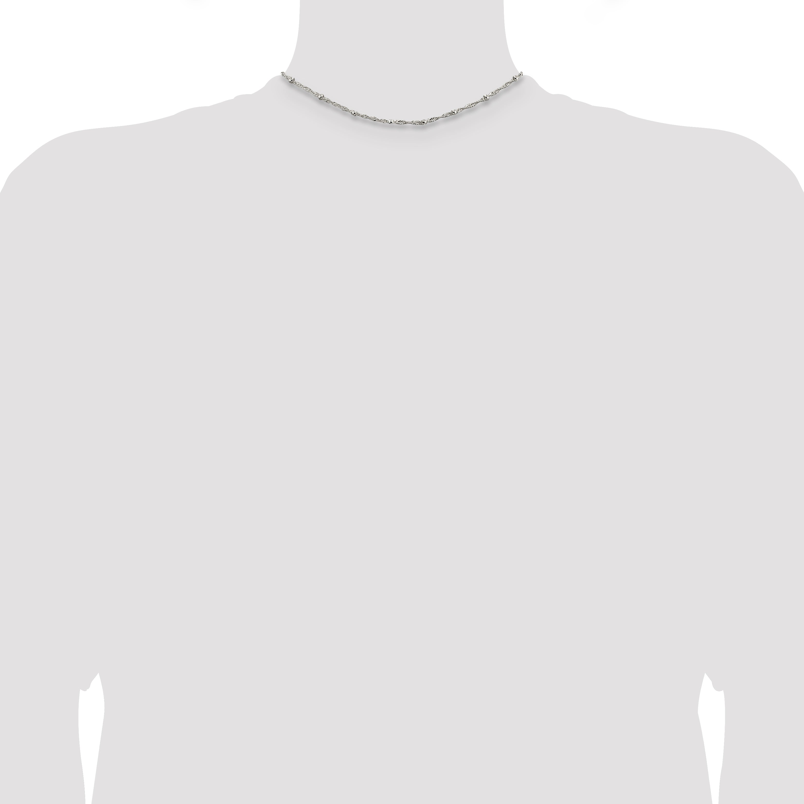 Sterling Silver 2.5mm Singapore With  Beads Chain