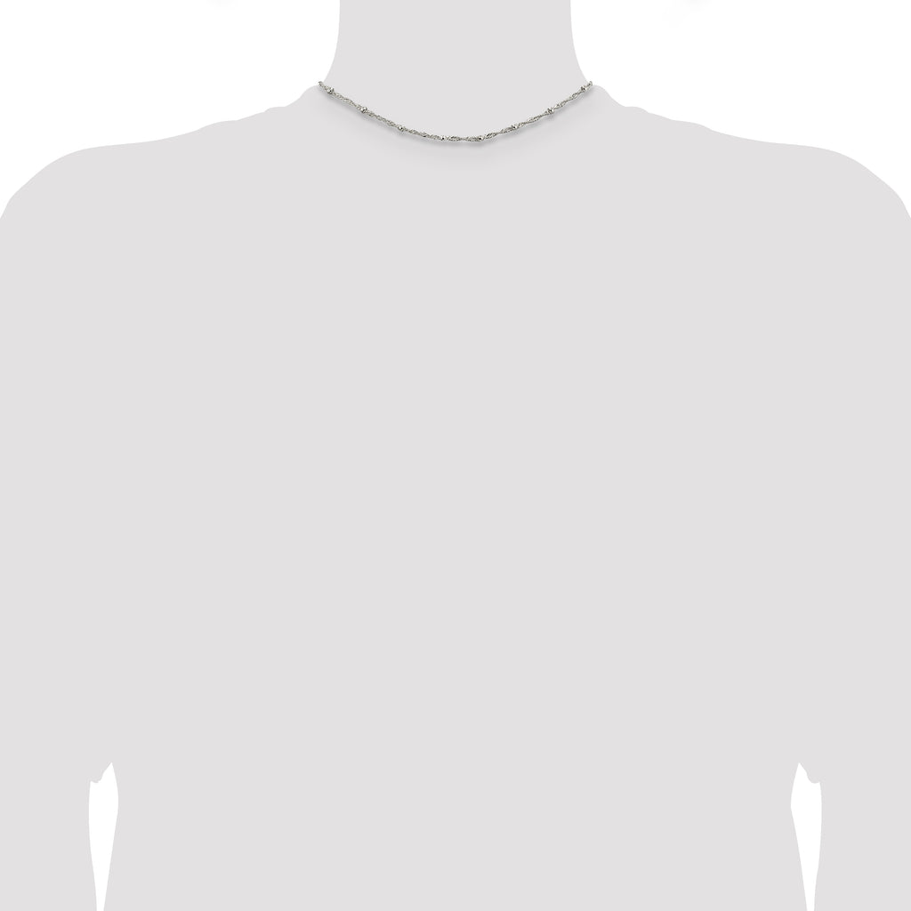 Sterling Silver 2.5mm Singapore With  Beads Chain