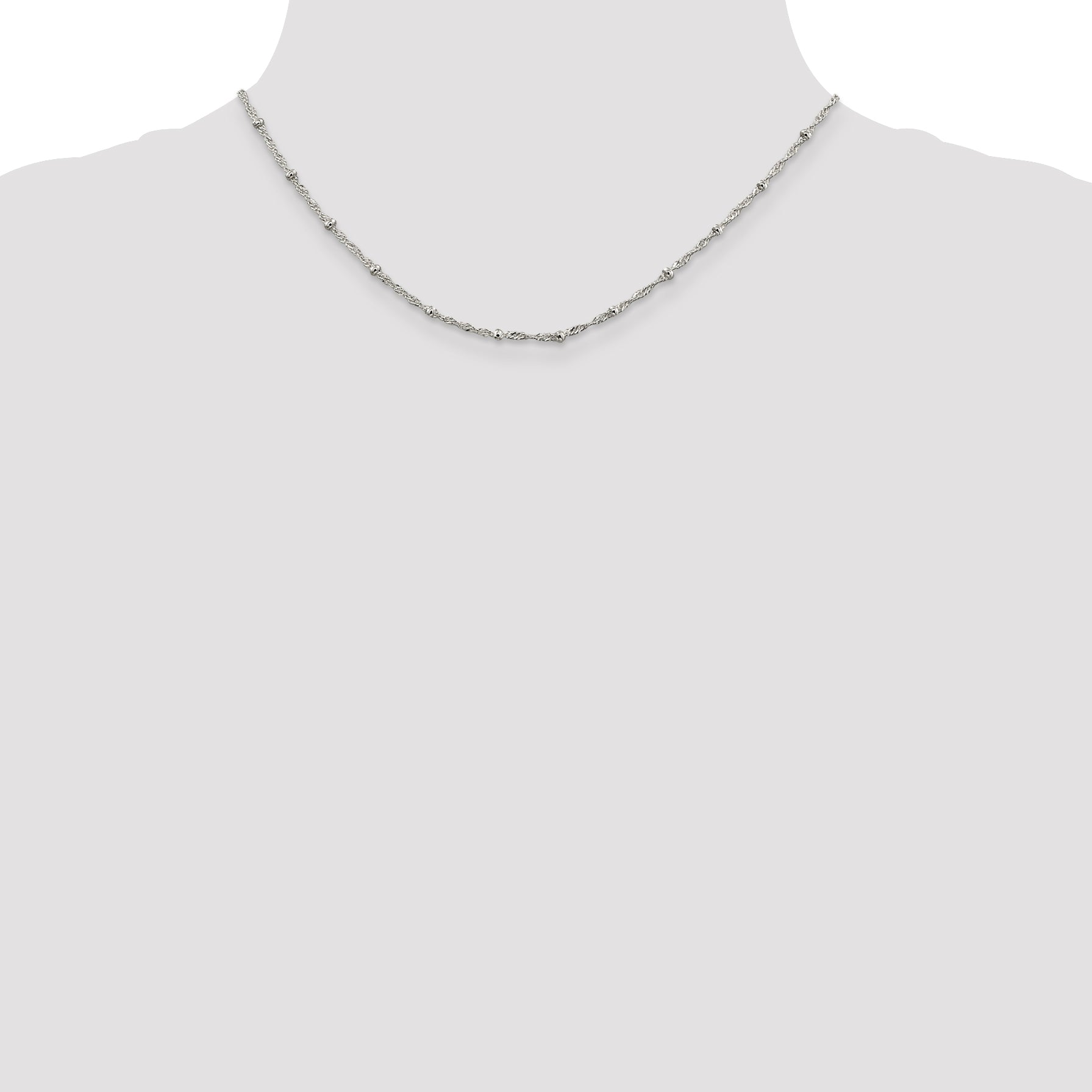 Sterling Silver 2.5mm Singapore With  Beads Chain