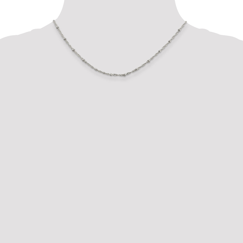 Sterling Silver 2.5mm Singapore With  Beads Chain