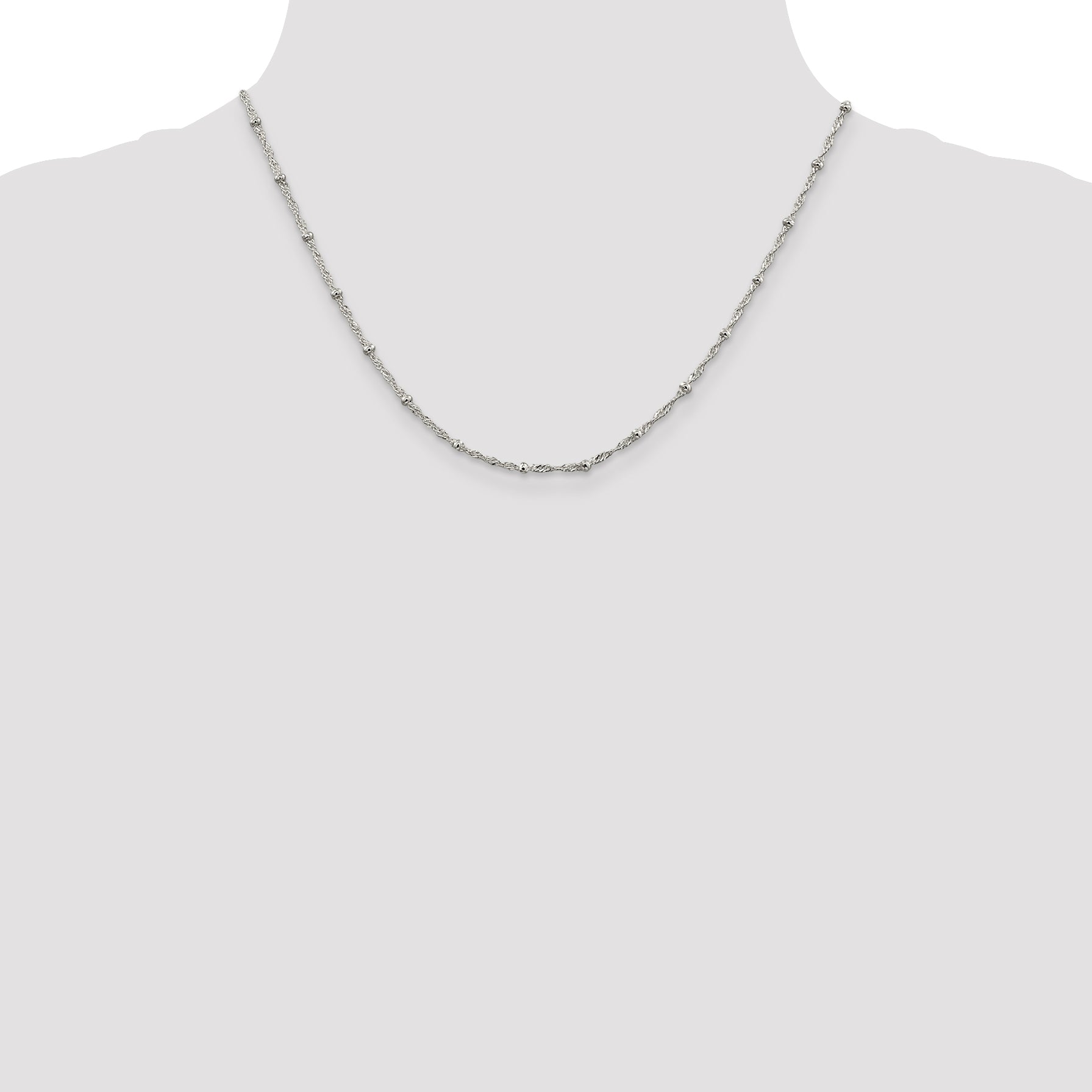 Sterling Silver 2.5mm Singapore With  Beads Chain