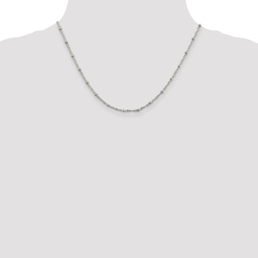 Sterling Silver 2.5mm Singapore With  Beads Chain